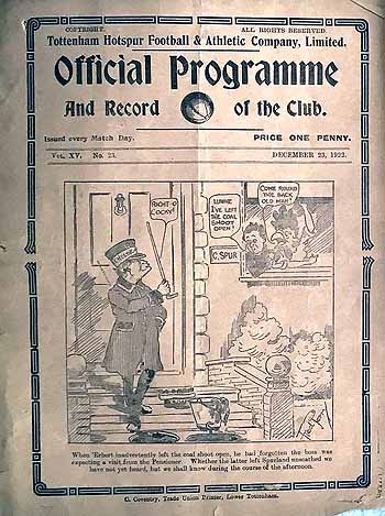 programme cover for Tottenham Hotspur v Chelsea, Saturday, 23rd Dec 1922