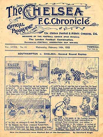 programme cover for Chelsea v Everton, Wednesday, 14th Feb 1923