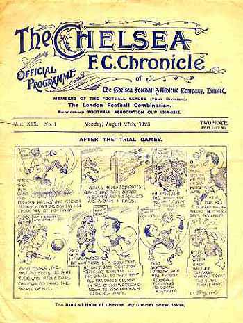 programme cover for Chelsea v Tottenham Hotspur, Monday, 27th Aug 1923