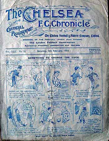 programme cover for Chelsea v Notts County, Saturday, 9th Feb 1924