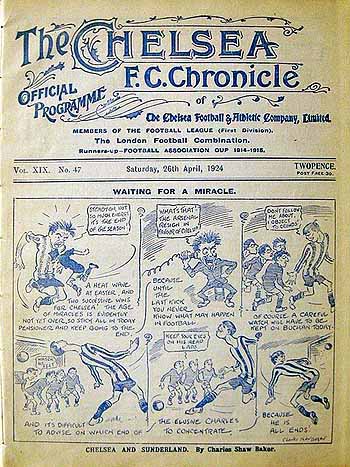 programme cover for Chelsea v Sunderland, Saturday, 26th Apr 1924