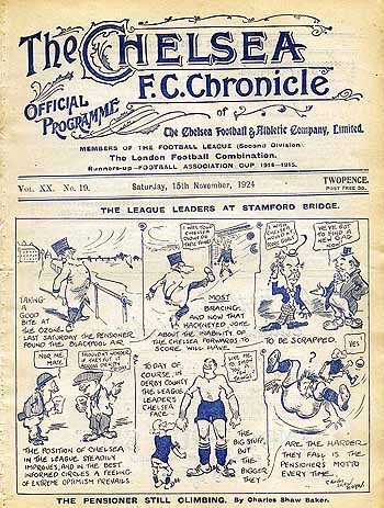 programme cover for Chelsea v Derby County, 15th Nov 1924
