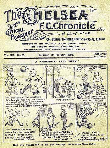 programme cover for Chelsea v Southampton, 7th Feb 1925