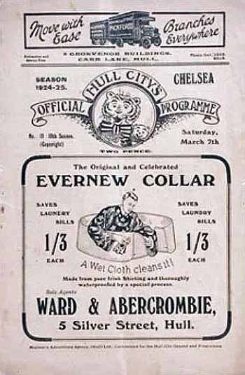 programme cover for Hull City v Chelsea, 7th Mar 1925