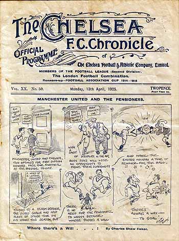 programme cover for Chelsea v Manchester United, Monday, 13th Apr 1925