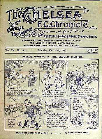 programme cover for Chelsea v Barnsley, Saturday, 25th Apr 1925