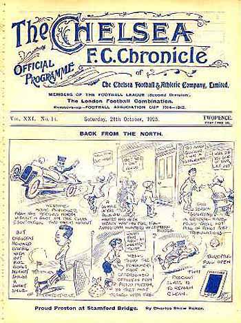 programme cover for Chelsea v Preston North End, Saturday, 24th Oct 1925
